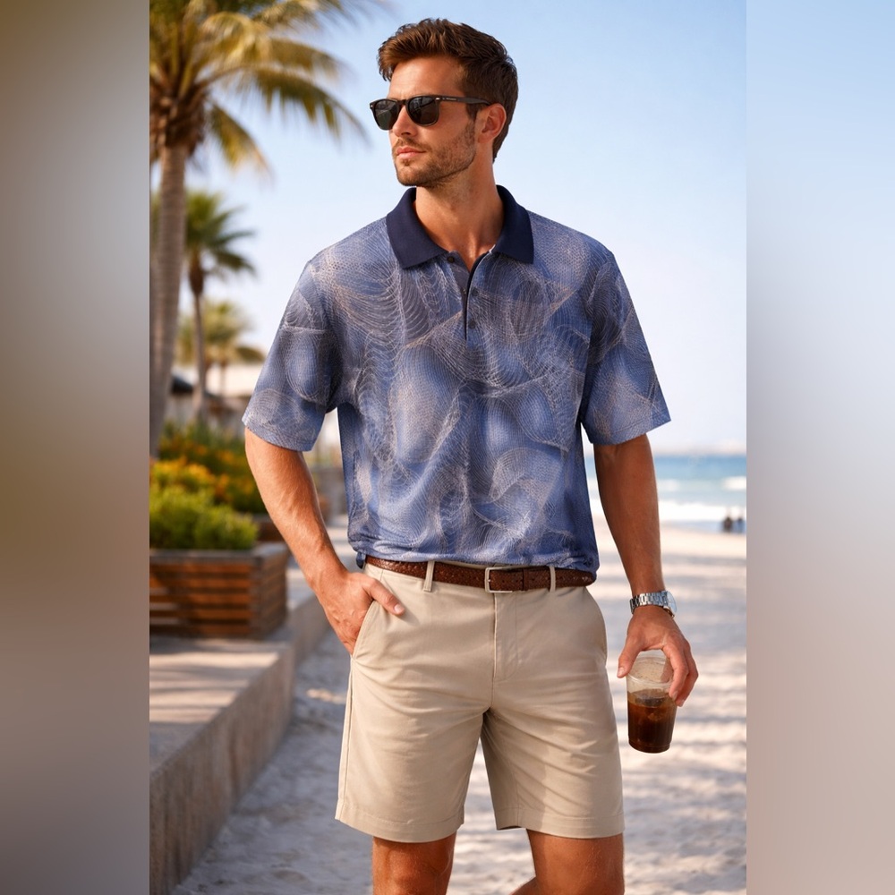 Navy Swirl Polo Shirt